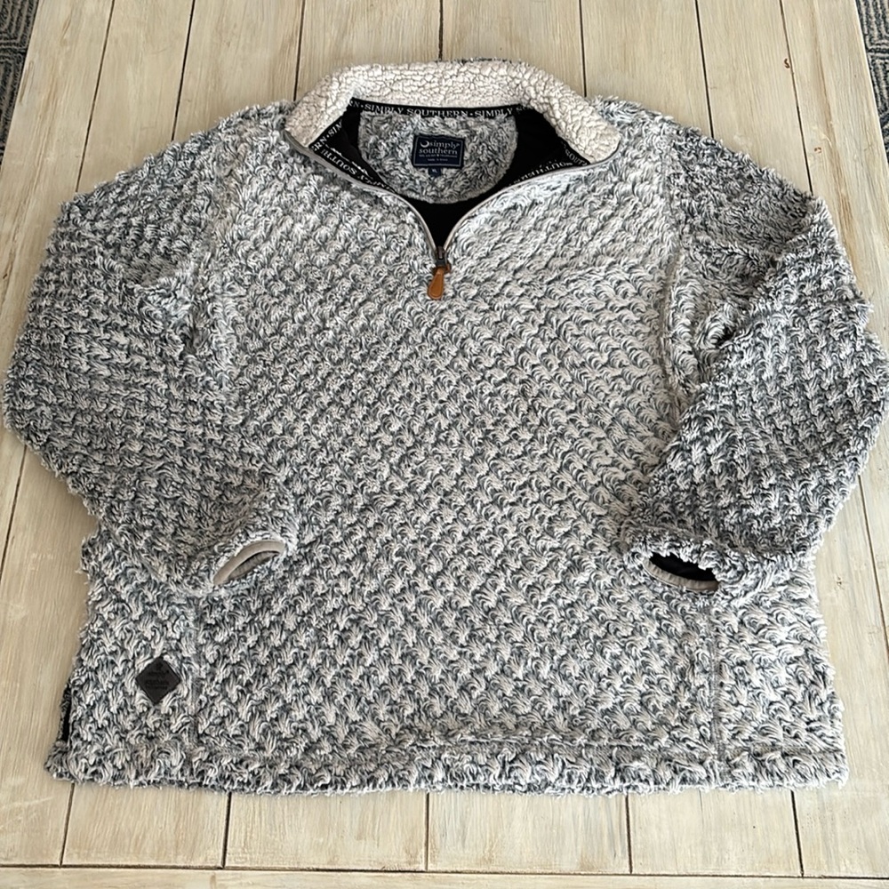 Simply Southern Gray Quarter Zip Fleece Pullover XL
